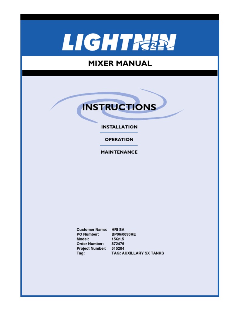 Instructions: Mixer Manual | PDF | Screw | Motor Oil