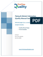 Piping & Metals Fabrication Quality Manual Sample: Selected Pages Sample Includes
