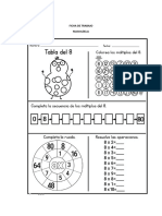 Ficha de Trabajo Tabla Del 8