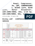 R134a compressor catalog and specifications
