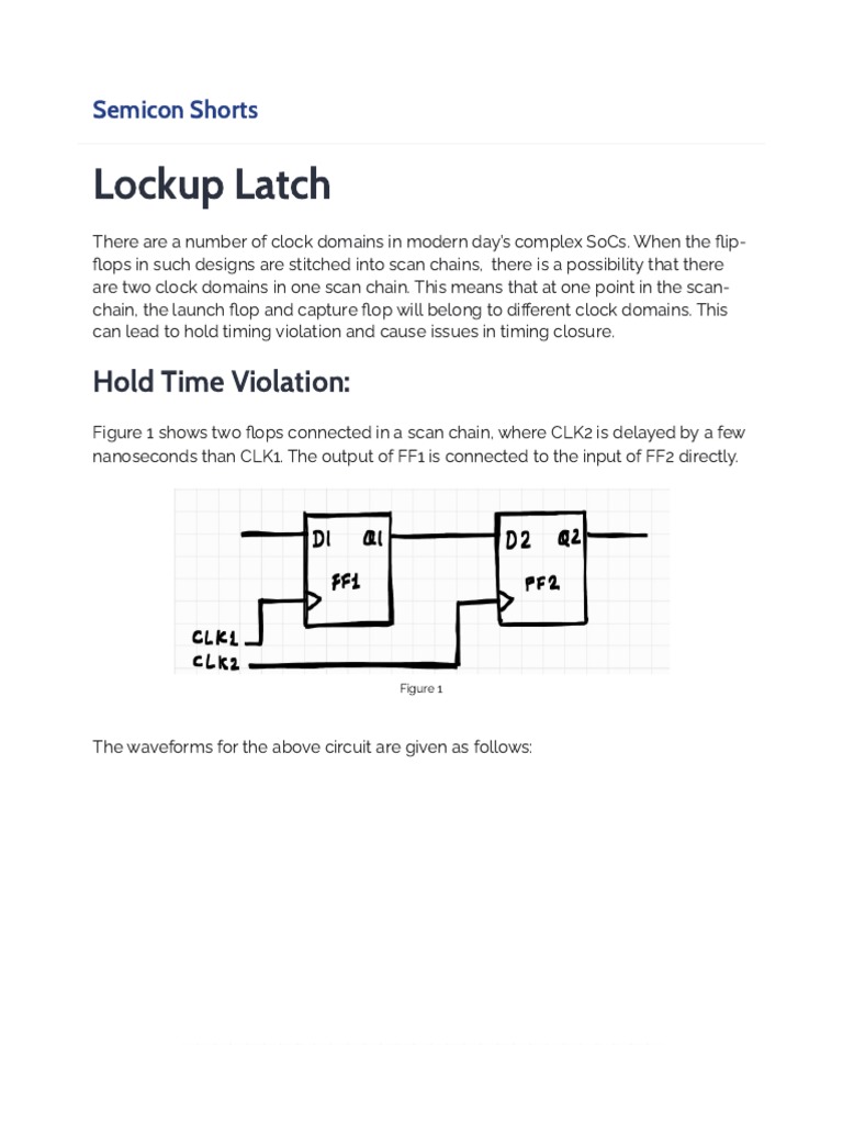 Lockup Latch for Hold Time Violation | PDF