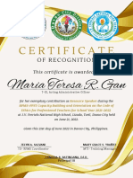 Certificate: Maria Teresa R. Gan