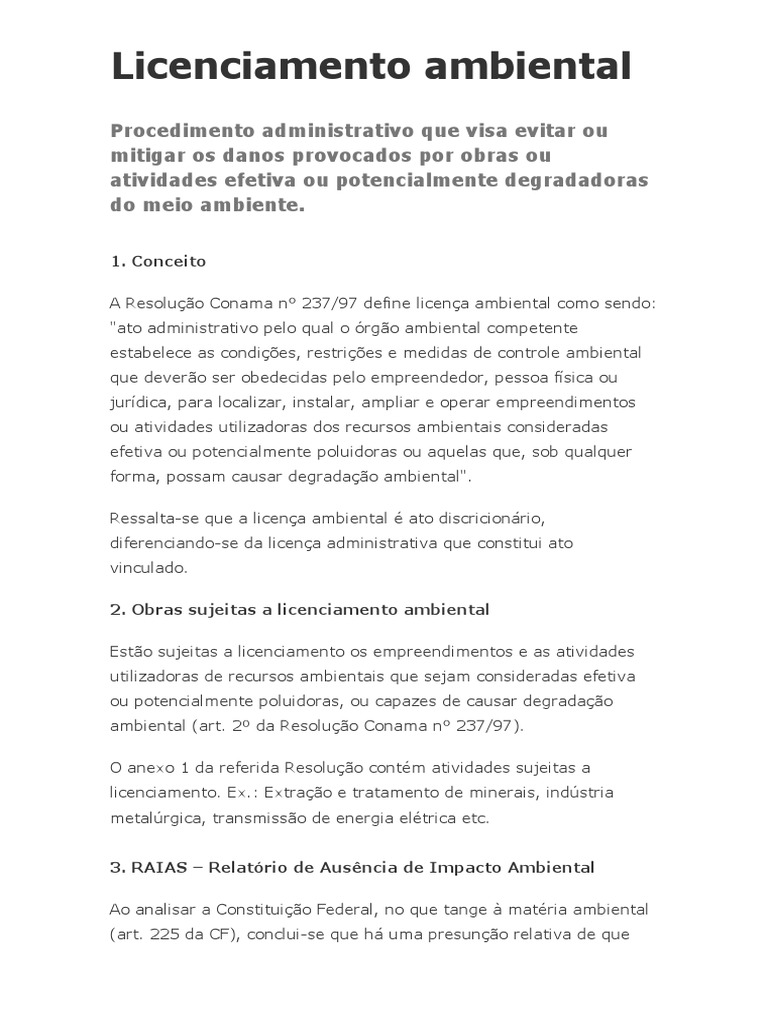 Passo a Passo do Licenciamento Ambiental | PDF | Ambiente natural
