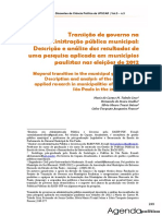 Transição de governo municipal: pesquisa em municípios paulistas em 2012