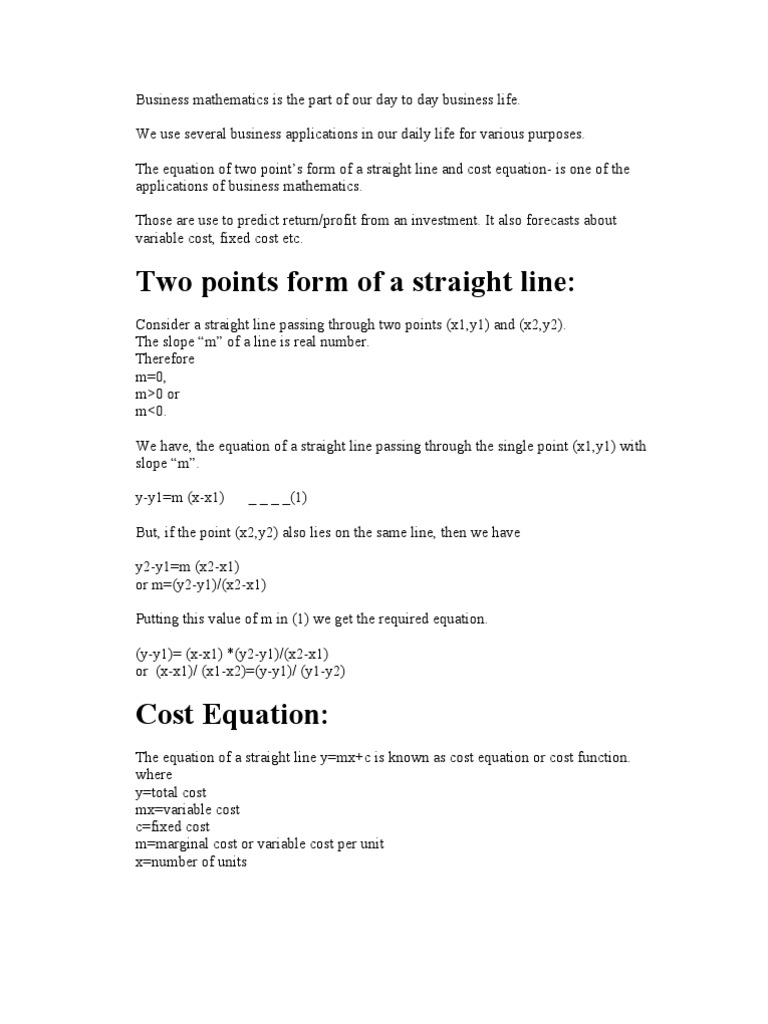 Business Mathematics Is The Part of Our Day To Day Business Life | PDF
