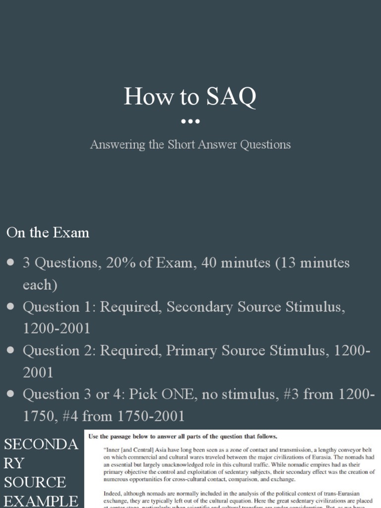 How To SAQ Answering The Short Answer Questions PDF Political