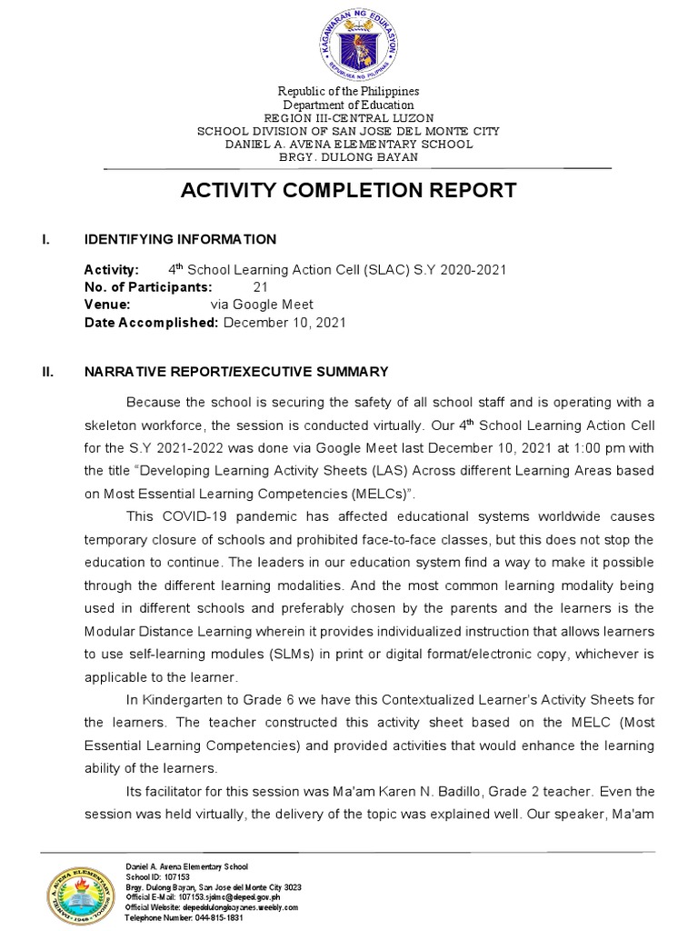 Virtual Learning Action Cell Report | PDF | Learning | Behavior ...