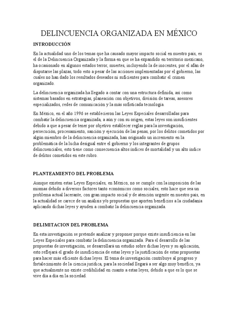 Insuficiencia de Leyes contra Delincuencia en México | PDF | Crimen ...