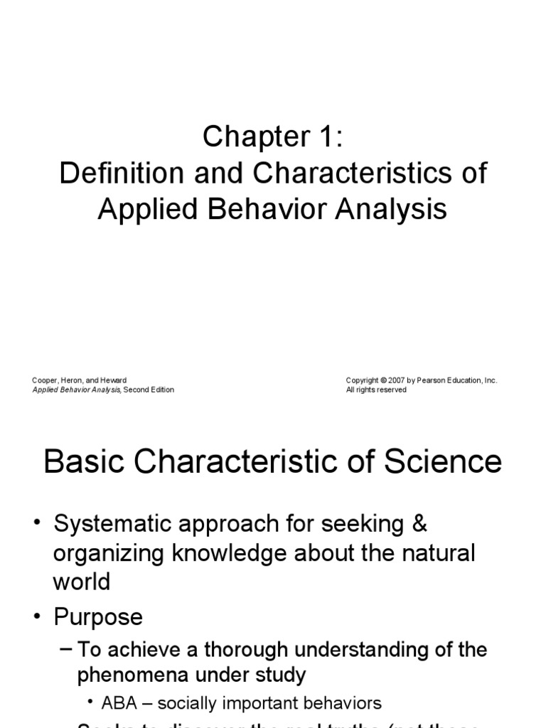 Definition and Characteristics of Applied Behavior Analysis Cooper
