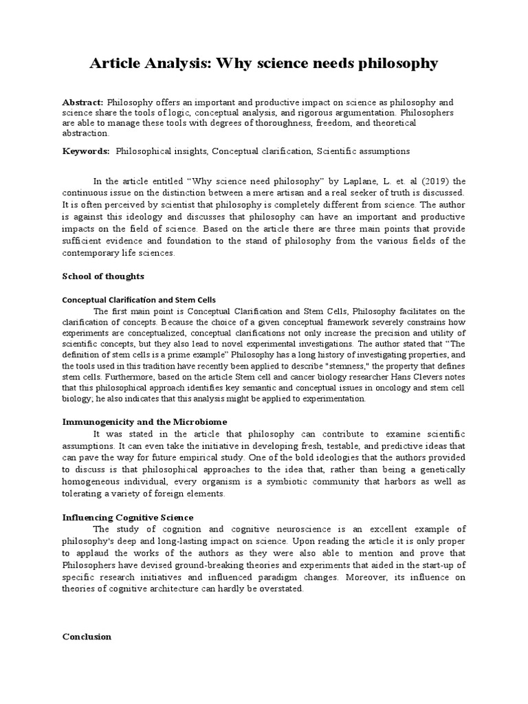 Conceptual Clarification and Logical Analysis A Review of Philosophy's