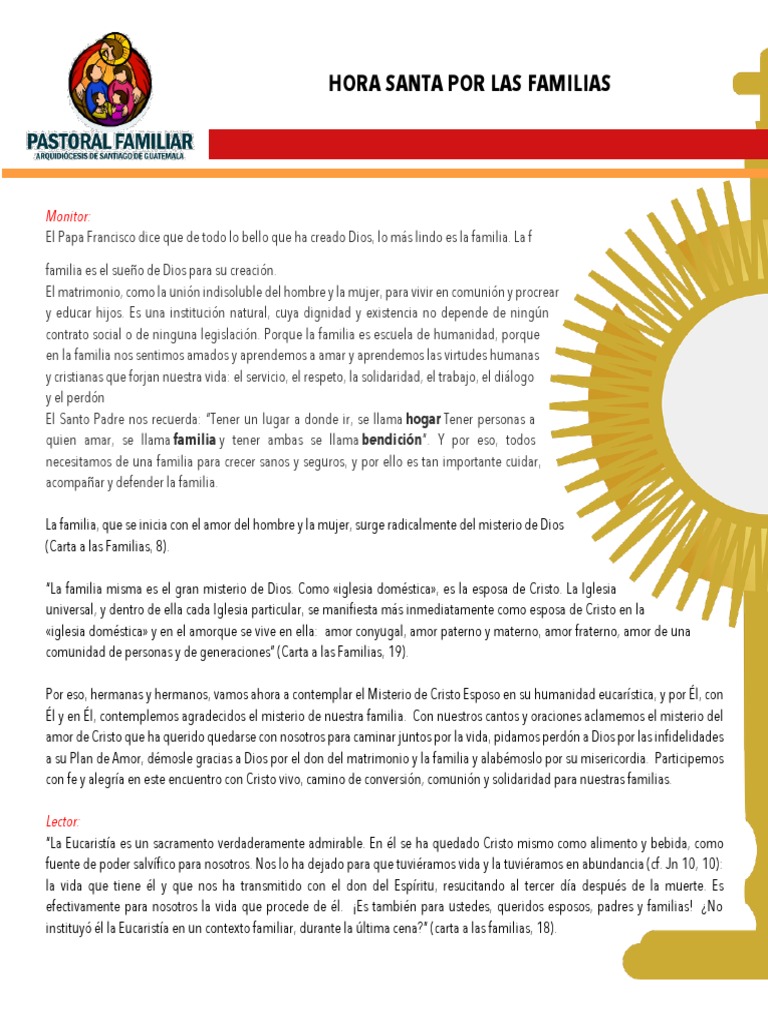 Hora Santa de Las Familias | PDF | eucaristía | María, madre de Jesús