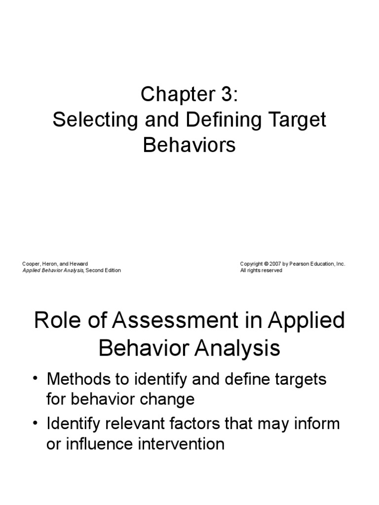 Selecting and Defining Target Behaviors: Cooper, Heron, and Heward All ...