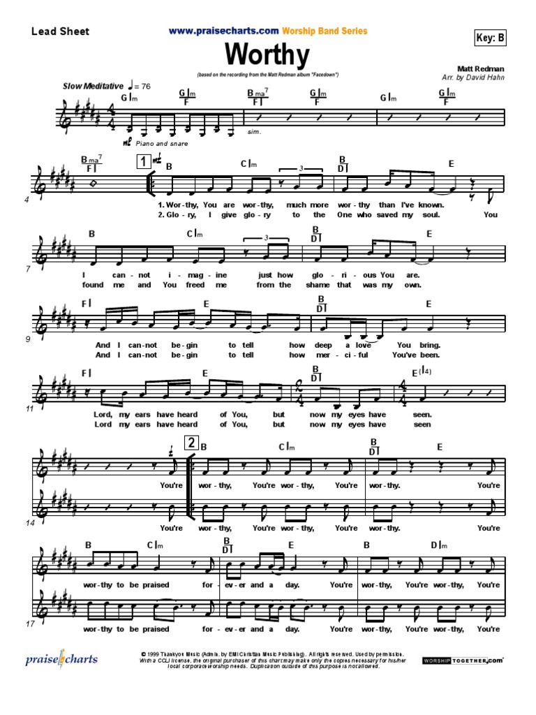Worthy: Key: B Lead Sheet | PDF | Music Industry