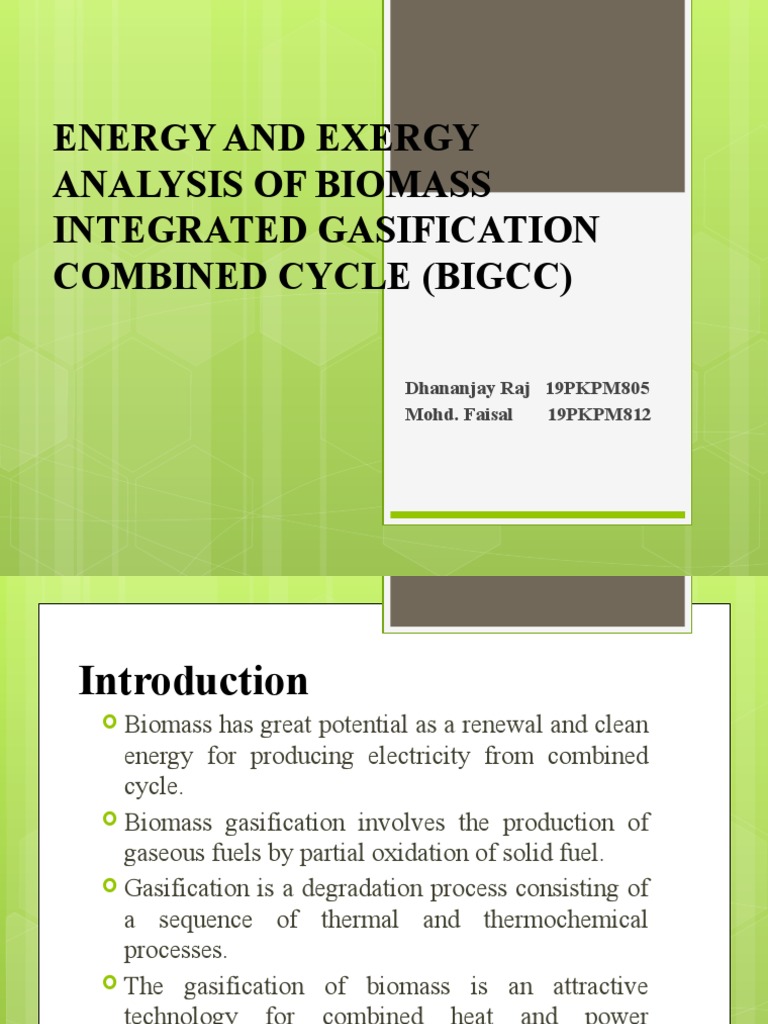 Energy and Exergy Analysis of Biomass Integrated Gasification | PDF ...