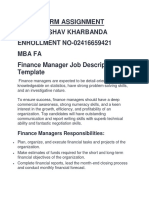 HRM Assignment: Name-Keshav Kharbanda ENROLLMENT NO-02416659421 Mba Fa Finance Manager Job Description Template