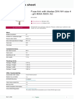 Product Data Sheet: Fuse-Link With Blades DIN NH Size 4 - GG 800A 500V AC