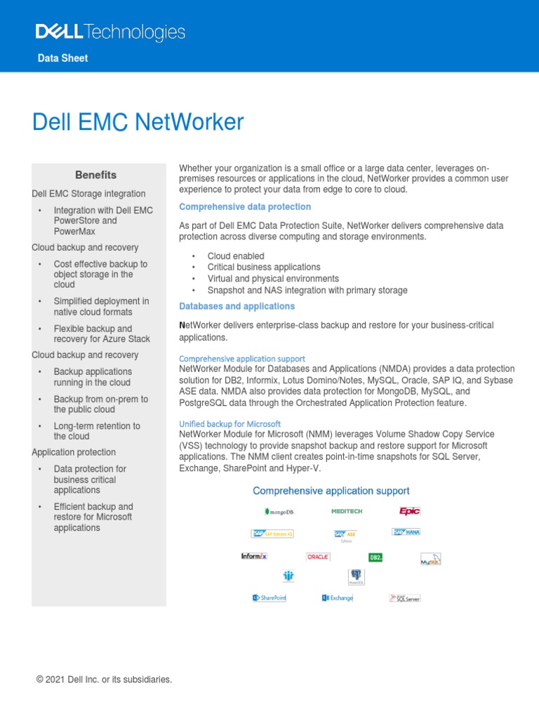 Dell Emc Networker: Benefits | PDF | Cloud Computing | Backup