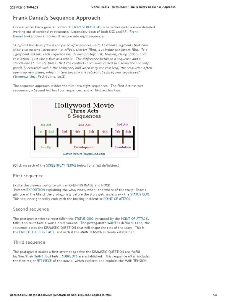 Frank Daniel's 8 Sequence Approach | Download Free PDF | Plot ...