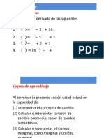 Análisis de razón de cambio y derivadas en funciones