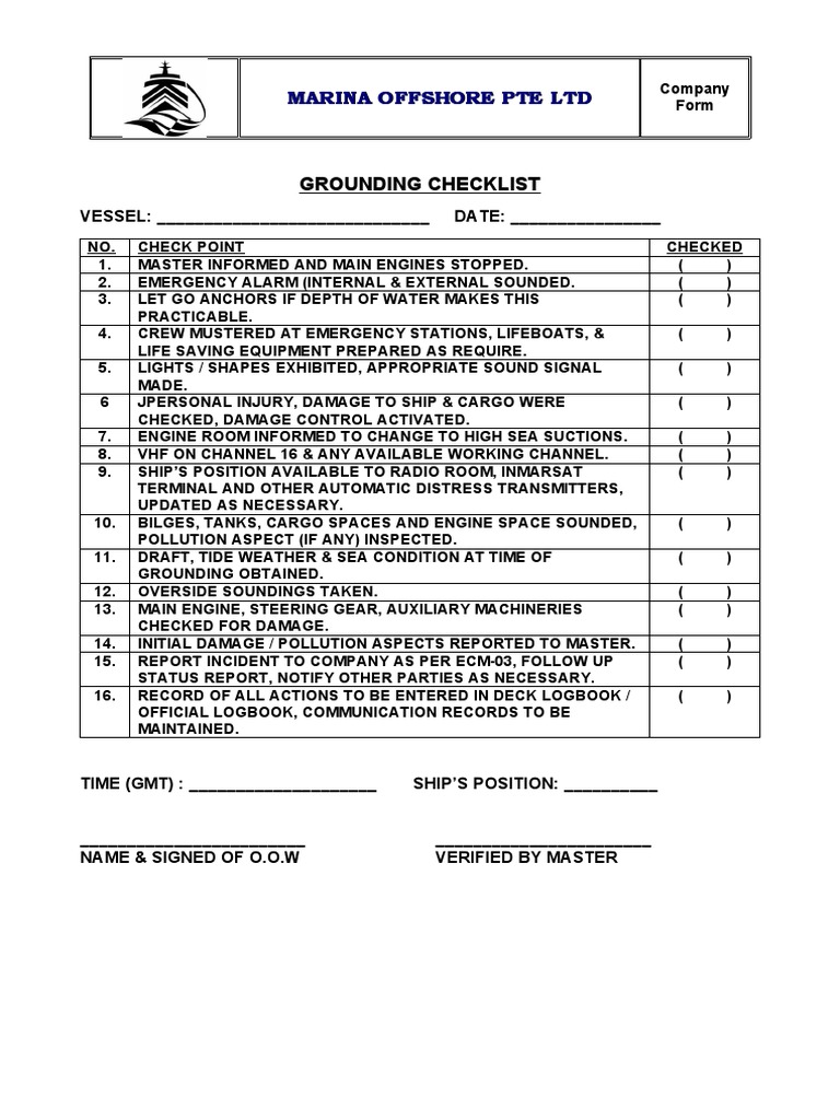 Grounding Checklist PDF