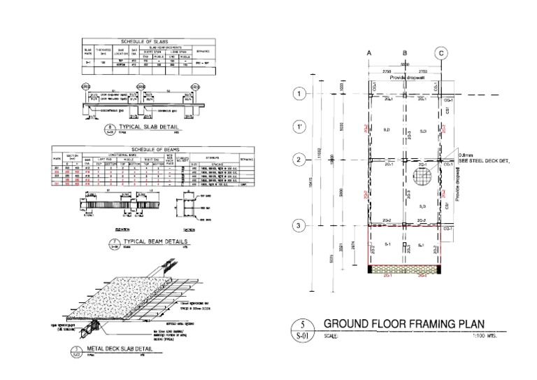 Ground Floor Framing Plan Details | PDF | Architectural Design ...