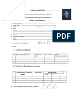 Application Form: B. E /employment Record Job Title
