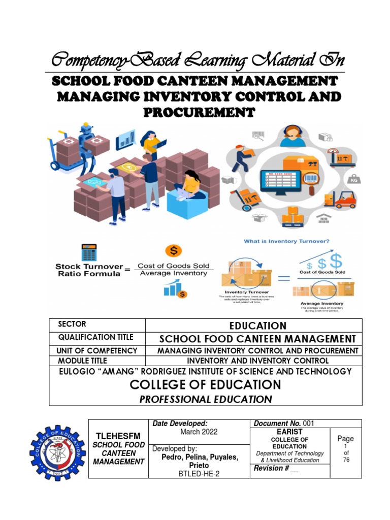 CBLM - School Food Canteen Management | PDF | Inventory | Point Of Sale
