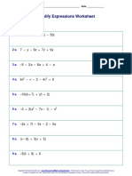 Simplify Expressions Worksheet