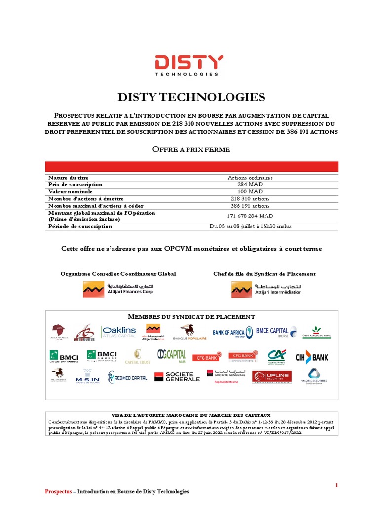 Prospectus Disty Technologies 017 2022 | PDF | Action (Finance ...