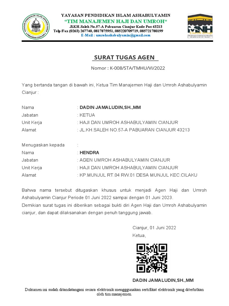 Surat Tugas Umroh | PDF