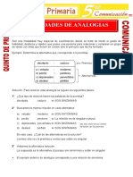 Actividades de Analogías para Quinto de Primaria