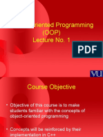Object-Oriented Programming (OOP) Lecture No. 1