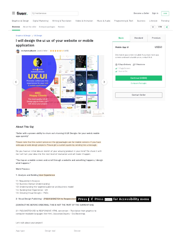 I Will Design The Ui Ux of Your Website or Mobile Application | PDF ...