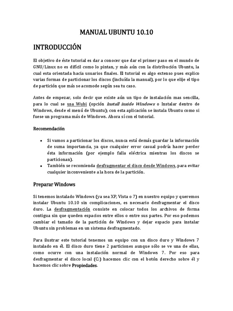 Manual Ubuntu 10.10 | PDF | Ubuntu (sistema operativo) | Point and Click