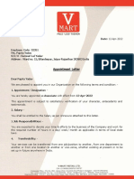 V-Mart Retail Limited Associate Appointment Letter