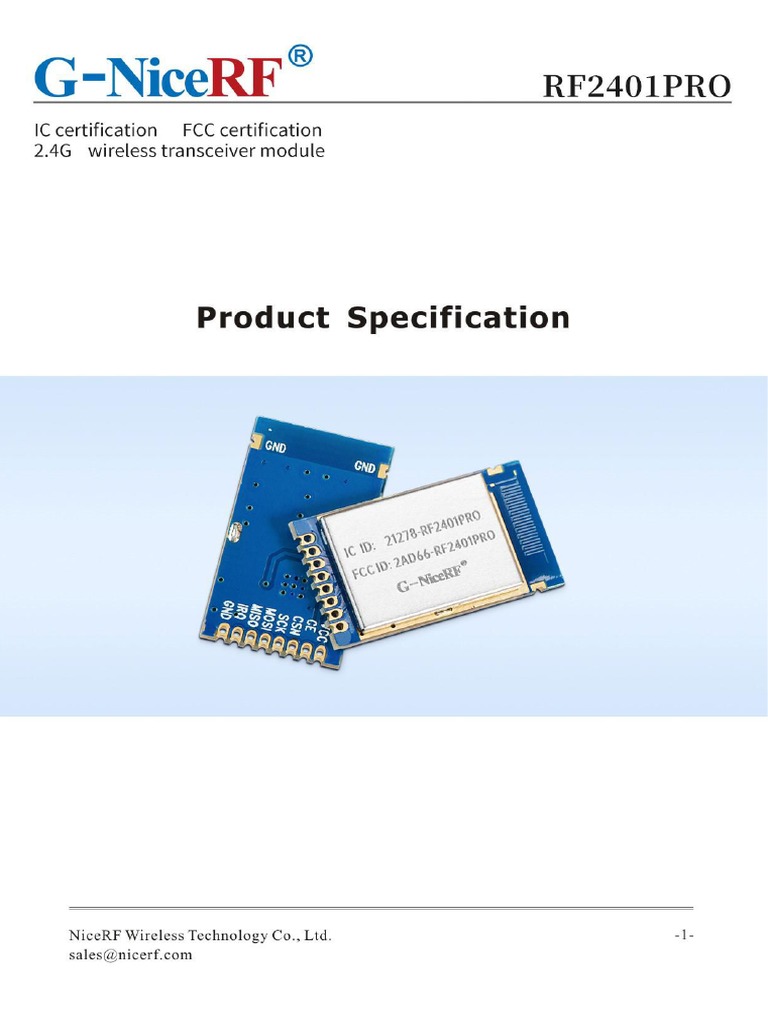 RF2401PRO Wireless Module Specs | PDF | Wireless | Radio