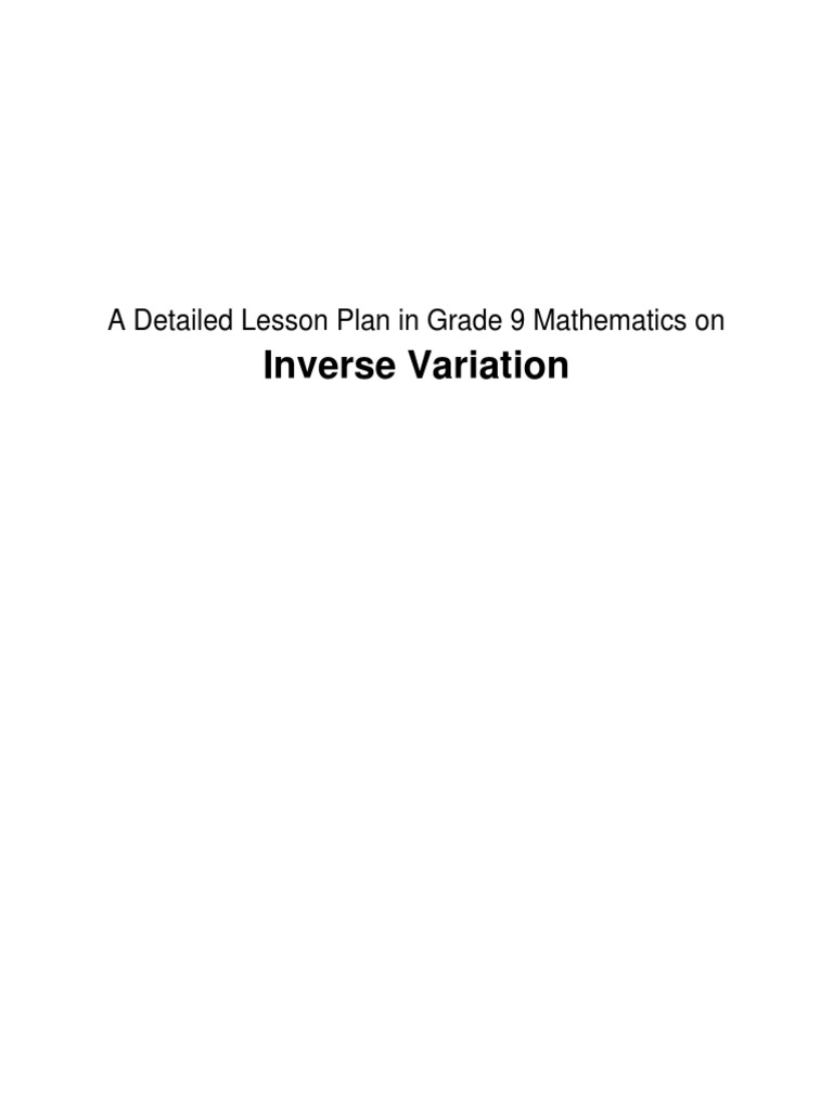 Lesson Plan - Inverse Variations | PDF | Cartesian Coordinate System ...