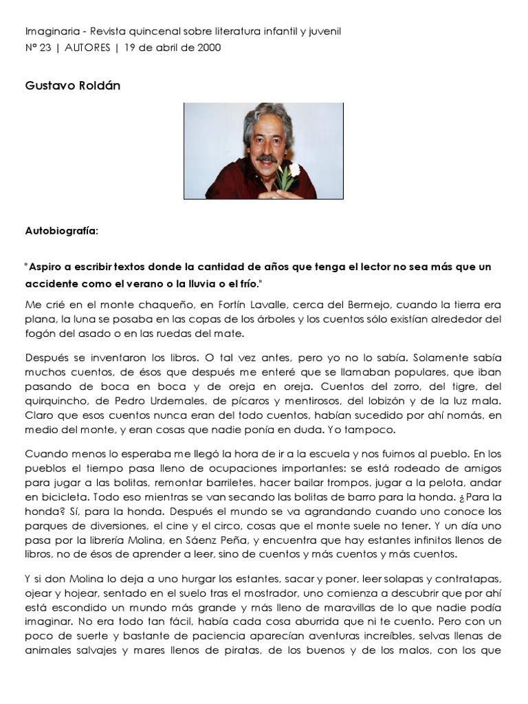 Biografía Gustavo Roldán | PDF