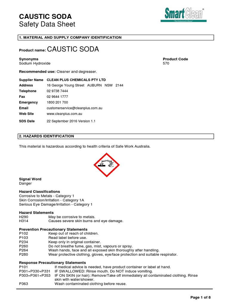570 GHS Caustic Soda 0916 PDF Dangerous Goods Sodium Hydroxide