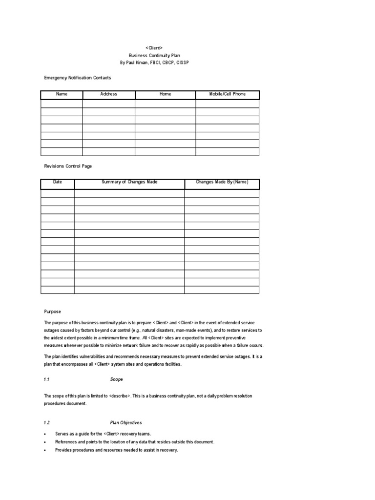 Business Continuity Plan Guide | PDF | Emergency Management | Backup