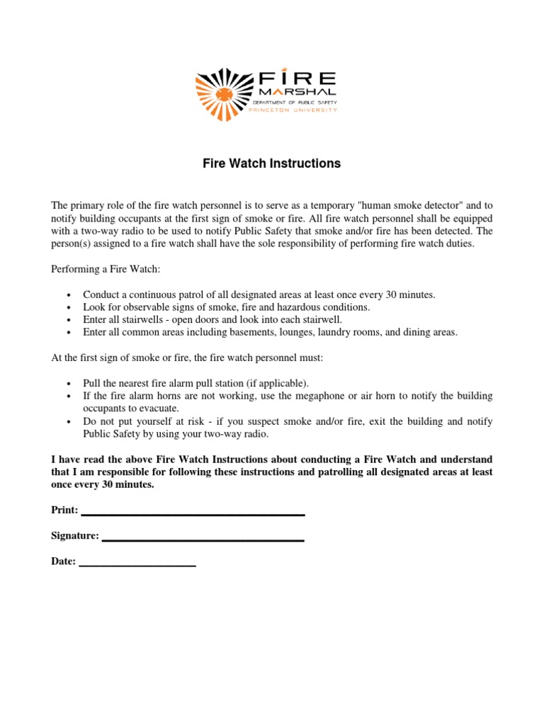 Fire Watch Instructions | PDF
