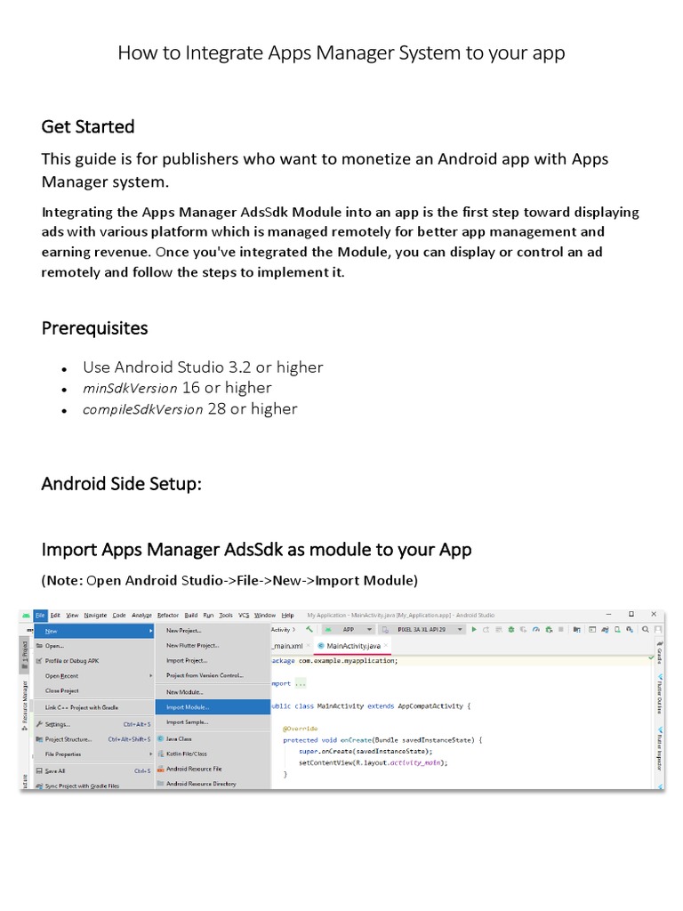 Integrate Apps Manager Ads in Android | PDF | Android (Operating System ...
