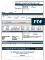 Product Registration Report: Customer Details Service Provider Details