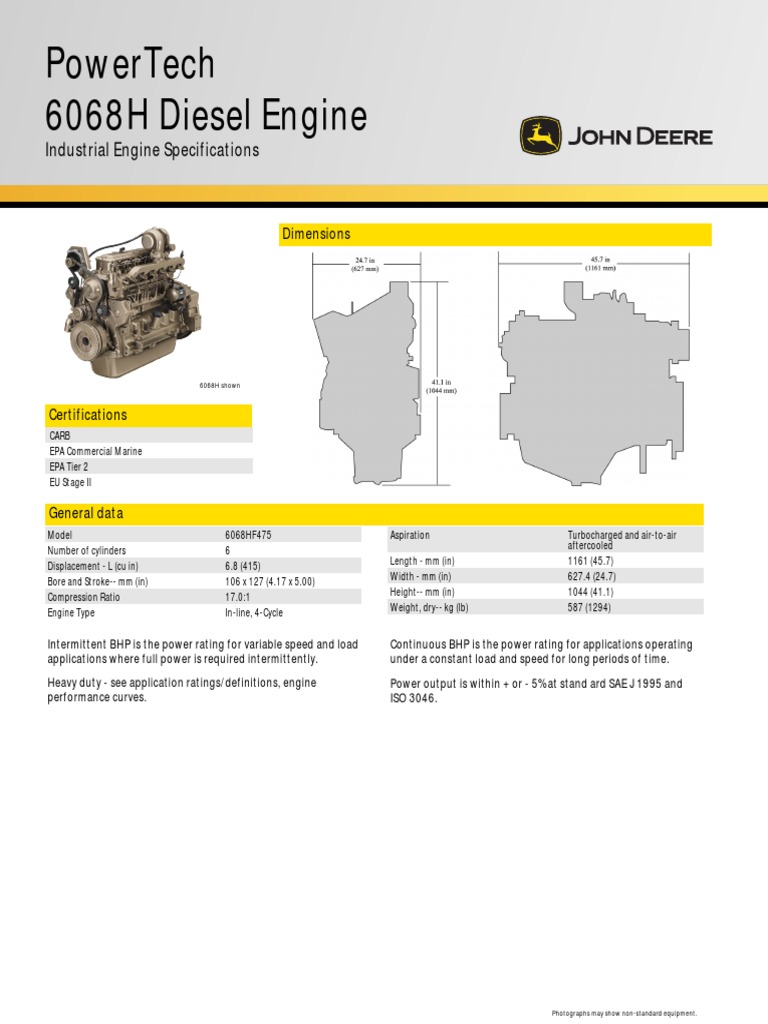 Motor 6068HF475 250 HP 2200 RPM | PDF | Horsepower | Engines