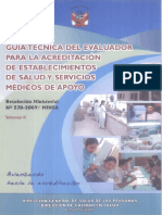 Guía Técnica Del Evaluador para La Acreditación de Establecimientos de Slud y Servicios Médicos de Apoyo