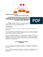 Procedimiento uniforme de control del transporte de mercancías peligrosas en el MERCOSUR