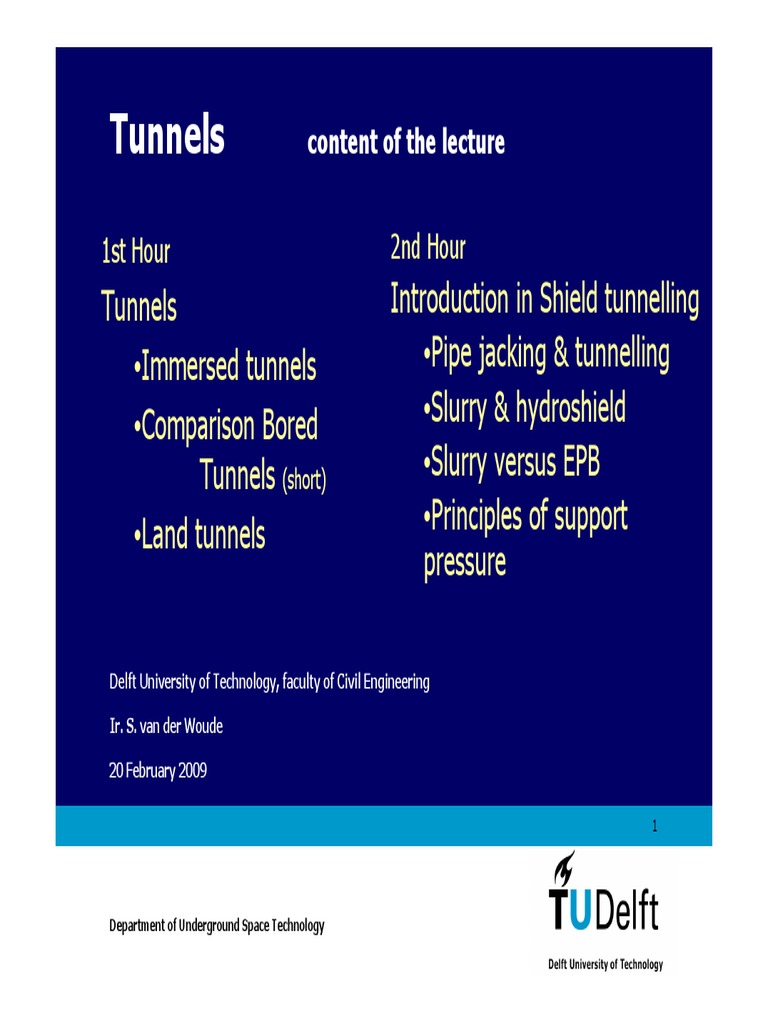 Lecture 5 Tunnels Pdf Tunnel Civil Engineering