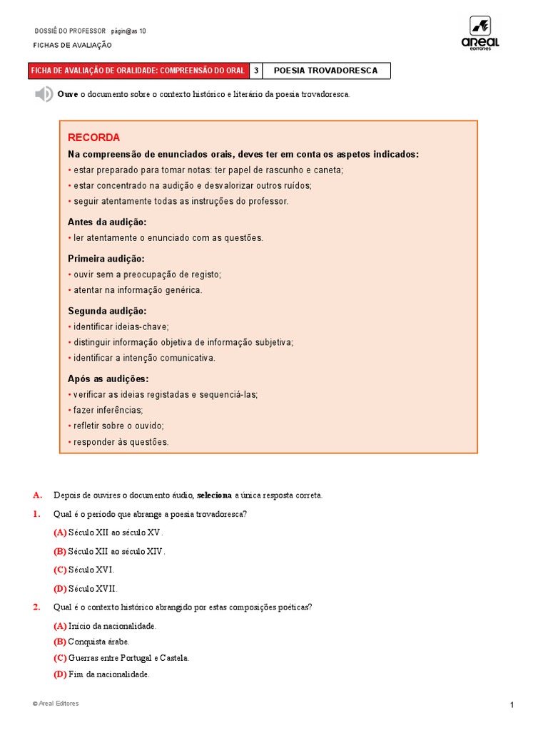 Ae Pag10 Ficha Aval Oral 3 | PDF | Portugal