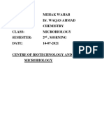 Name: Mehak Wahab Teacher: Dr. Waqas Ahmad Paper: Chemistry Class: Microbiology Semester: 2, Morning Date: 14-07-2021