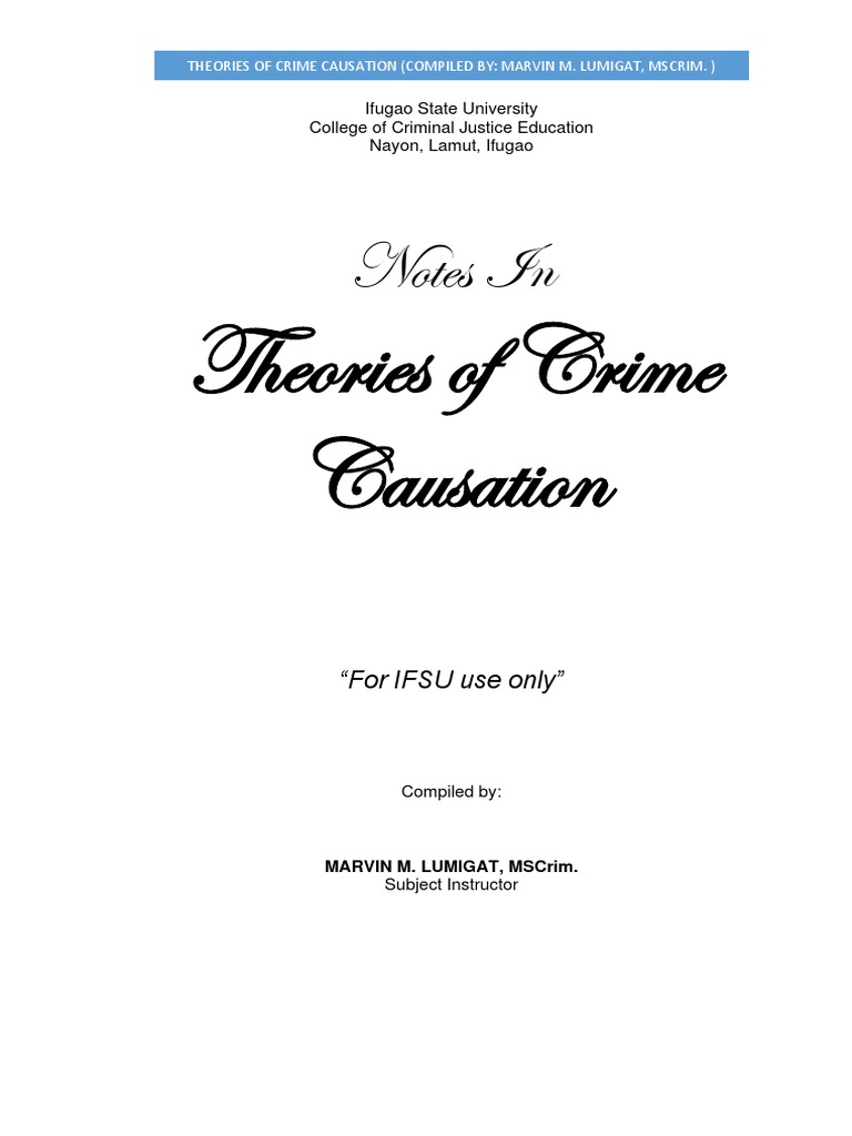 Notes in Theories of Crime Causation PDF Victimology Criminology